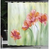 Ambesonne Floral Shower Curtain, Illustration of Poppy Flowers Oil Painting on Canvas Romantic Design Print, Cloth Fabric Bathroom Decor Set with Hooks, 69″ W x 70″ L, Yellow Orange(Yellow Orange)
