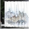 Ambesonne Floral Shower Curtain, Illustration of Poppy Flowers Oil Painting on Canvas Romantic Design Print, Cloth Fabric Bathroom Decor Set with Hooks, 69″ W x 70″ L, Yellow Orange(Blue Beige)