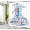 Ambesonne Floral Shower Curtain, Illustration of Poppy Flowers Oil Painting on Canvas Romantic Design Print, Cloth Fabric Bathroom Decor Set with Hooks, 69″ W x 70″ L, Yellow Orange(Navy White)