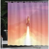 Ambesonne Floral Shower Curtain, Illustration of Poppy Flowers Oil Painting on Canvas Romantic Design Print, Cloth Fabric Bathroom Decor Set with Hooks, 69″ W x 70″ L, Yellow Orange(Salmon Purple)