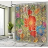 Ambesonne Floral Shower Curtain, Illustration of Poppy Flowers Oil Painting on Canvas Romantic Design Print, Cloth Fabric Bathroom Decor Set with Hooks, 69″ W x 70″ L, Yellow Orange(Olive Oil Green)