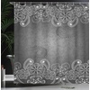Ambesonne Floral Shower Curtain, Illustration of Poppy Flowers Oil Painting on Canvas Romantic Design Print, Cloth Fabric Bathroom Decor Set with Hooks, 69″ W x 70″ L, Yellow Orange(White Grey)