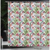Ambesonne Floral Shower Curtain, Illustration of Poppy Flowers Oil Painting on Canvas Romantic Design Print, Cloth Fabric Bathroom Decor Set with Hooks, 69″ W x 70″ L, Yellow Orange(Magenta Pale Green)