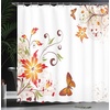 Ambesonne Floral Shower Curtain, Illustration of Poppy Flowers Oil Painting on Canvas Romantic Design Print, Cloth Fabric Bathroom Decor Set with Hooks, 69″ W x 70″ L, Yellow Orange(Multi 38)