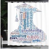 Ambesonne Floral Shower Curtain, Illustration of Poppy Flowers Oil Painting on Canvas Romantic Design Print, Cloth Fabric Bathroom Decor Set with Hooks, 69″ W x 70″ L, Yellow Orange(Navy White)