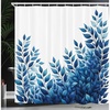 Ambesonne Blue Shower Curtain, Romantic Jumble Leaves with Cold Tone on Plain Backdrop Simple Winter Jungle, Cloth Fabric Bathroom Decor Set with Hooks, 69″ W x 70″ L, Dark Sky Blue White