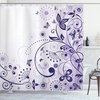 Ambesonne Floral Shower Curtain, Curved Flower Leaf Ornate Blooming Branches Romantic Love Print Art, Cloth Fabric Bathroom Decor Set with Hooks, 69″ W x 70″ L, Dark Lavender