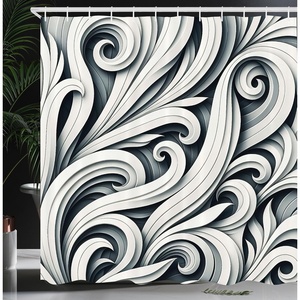 Ambesonne Black and White Shower Curtain, Modern Illustrated Eucalyptus Leaves Ornate Floral Huddle Romantic Vibes, Cloth Fabric Bathroom Decor Set with Hooks, 69″ W x 70″ L, Charcoal Grey(Grey Teal and Ivory)