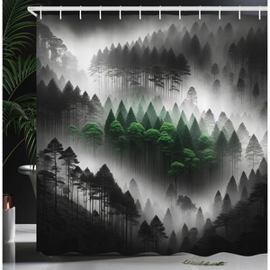 Ambesonne Black and White Shower Curtain, Modern Illustrated Eucalyptus Leaves Ornate Floral Huddle Romantic Vibes, Cloth Fabric Bathroom Decor Set with Hooks, 69″ W x 70″ L, Charcoal Grey(Fern Green Ivory and Grey)