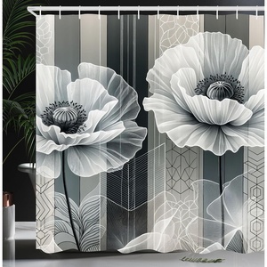 Ambesonne Black and White Shower Curtain, Modern Illustrated Eucalyptus Leaves Ornate Floral Huddle Romantic Vibes, Cloth Fabric Bathroom Decor Set with Hooks, 69″ W x 70″ L, Charcoal Grey(Pale Cadet Blue Pale Grey)