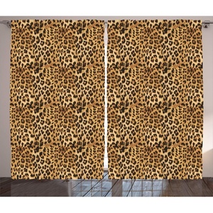 Ambesonne Brown Curtains, Leopard Print Animal Skin Digital Printed Wild Savannah Themed Spotted Pattern Art, Living Room Bedroom Window Drapes 2 Panel Set, 108″ X 84″, Brown