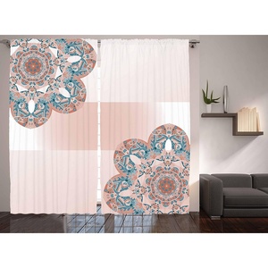 Ambesonne Eastern Curtains, Traditional Paisley Motifs Pattern Floral Flourishing Ornament Tile Pattern, Living Room Bedroom Window Drapes 2 Panel Set, 108″ X 84″, Blue Purple(Salmon White)