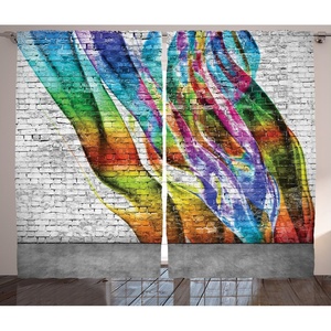 Ambesonne Eastern Curtains, Traditional Paisley Motifs Pattern Floral Flourishing Ornament Tile Pattern, Living Room Bedroom Window Drapes 2 Panel Set, 108″ X 84″, Blue Purple(Rainbow Colors)