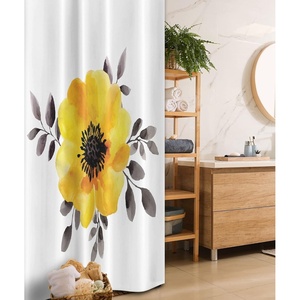 Ambesonne Floral Shower Curtain, Illustration of Poppy Flowers Oil Painting on Canvas Romantic Design Print, Cloth Fabric Bathroom Decor Set with Hooks, 69″ W x 70″ L, Yellow Orange(Yellow Grey)