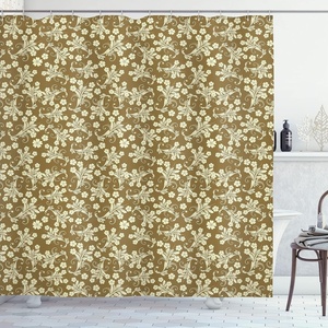 Ambesonne Floral Shower Curtain, Illustration of Poppy Flowers Oil Painting on Canvas Romantic Design Print, Cloth Fabric Bathroom Decor Set with Hooks, 69″ W x 70″ L, Yellow Orange(Brown Caramel)