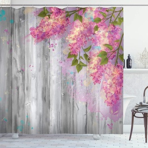 Ambesonne Floral Shower Curtain, Illustration of Poppy Flowers Oil Painting on Canvas Romantic Design Print, Cloth Fabric Bathroom Decor Set with Hooks, 69″ W x 70″ L, Yellow Orange(Grey Pink)