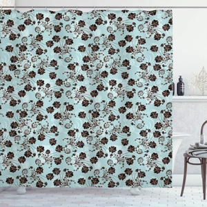 Ambesonne Floral Shower Curtain, Illustration of Poppy Flowers Oil Painting on Canvas Romantic Design Print, Cloth Fabric Bathroom Decor Set with Hooks, 69″ W x 70″ L, Yellow Orange(Blue Brown)