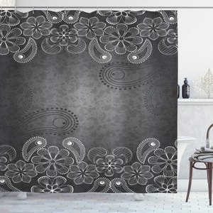 Ambesonne Floral Shower Curtain, Illustration of Poppy Flowers Oil Painting on Canvas Romantic Design Print, Cloth Fabric Bathroom Decor Set with Hooks, 69″ W x 70″ L, Yellow Orange(White Grey)