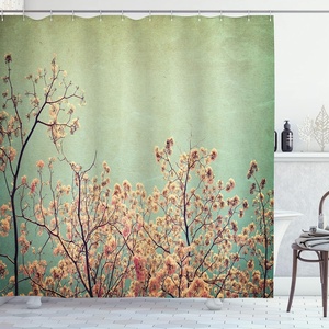 Ambesonne Floral Shower Curtain, Illustration of Poppy Flowers Oil Painting on Canvas Romantic Design Print, Cloth Fabric Bathroom Decor Set with Hooks, 69″ W x 70″ L, Yellow Orange(Reseda Green Peach Brown)