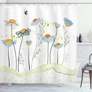 Ambesonne Floral Shower Curtain, Illustration of Poppy Flowers Oil Painting on Canvas Romantic Design Print, Cloth Fabric Bathroom Decor Set with Hooks, 69″ W x 70″ L, Yellow Orange(Yellow Blue)