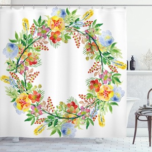 Ambesonne Floral Shower Curtain, Illustration of Poppy Flowers Oil Painting on Canvas Romantic Design Print, Cloth Fabric Bathroom Decor Set with Hooks, 69″ W x 70″ L, Yellow Orange(Coral Green)