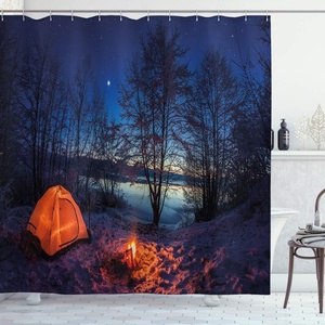 Ambesonne Floral Shower Curtain, Illustration of Poppy Flowers Oil Painting on Canvas Romantic Design Print, Cloth Fabric Bathroom Decor Set with Hooks, 69″ W x 70″ L, Yellow Orange(Blue Orange)