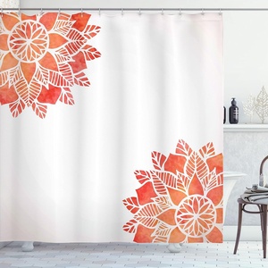 Ambesonne Floral Shower Curtain, Illustration of Poppy Flowers Oil Painting on Canvas Romantic Design Print, Cloth Fabric Bathroom Decor Set with Hooks, 69″ W x 70″ L, Yellow Orange(Coral White)