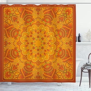 Ambesonne Floral Shower Curtain, Illustration of Poppy Flowers Oil Painting on Canvas Romantic Design Print, Cloth Fabric Bathroom Decor Set with Hooks, 69″ W x 70″ L, Yellow Orange(Marigold Orange Green)