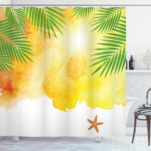 Ambesonne Floral Shower Curtain, Illustration of Poppy Flowers Oil Painting on Canvas Romantic Design Print, Cloth Fabric Bathroom Decor Set with Hooks, 69″ W x 70″ L, Yellow Orange(Fern Green)
