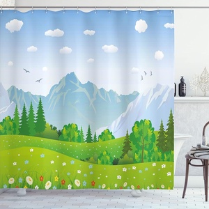 Ambesonne Floral Shower Curtain, Illustration of Poppy Flowers Oil Painting on Canvas Romantic Design Print, Cloth Fabric Bathroom Decor Set with Hooks, 69″ W x 70″ L, Yellow Orange(Green and Pale Blue)