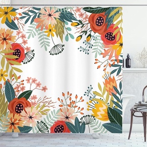 Ambesonne Floral Shower Curtain, Illustration of Poppy Flowers Oil Painting on Canvas Romantic Design Print, Cloth Fabric Bathroom Decor Set with Hooks, 69″ W x 70″ L, Yellow Orange(Dark Teal)