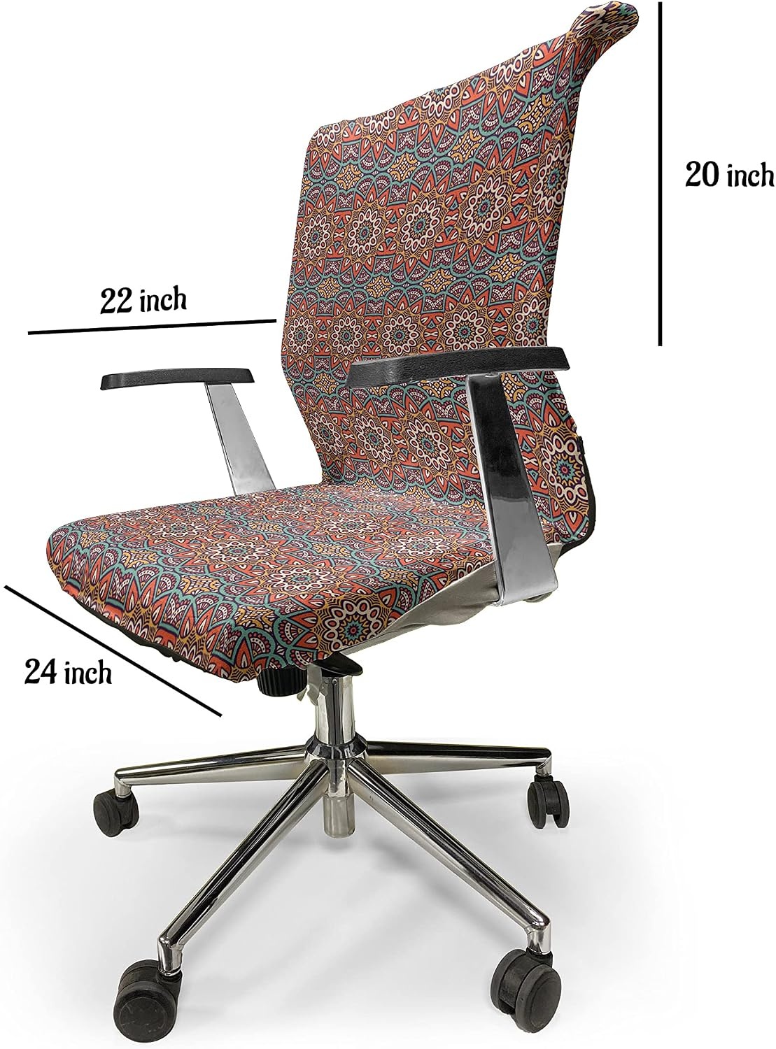 image:imageAmbesonne Cartoon Office Chair Slipcover Xray Part of an Abstract Skeleton Image in Repetitive Grunge Pattern Protective Stretch Decorative Fabric Cover Standard Size Ivory CharcoalTurquoise Orange