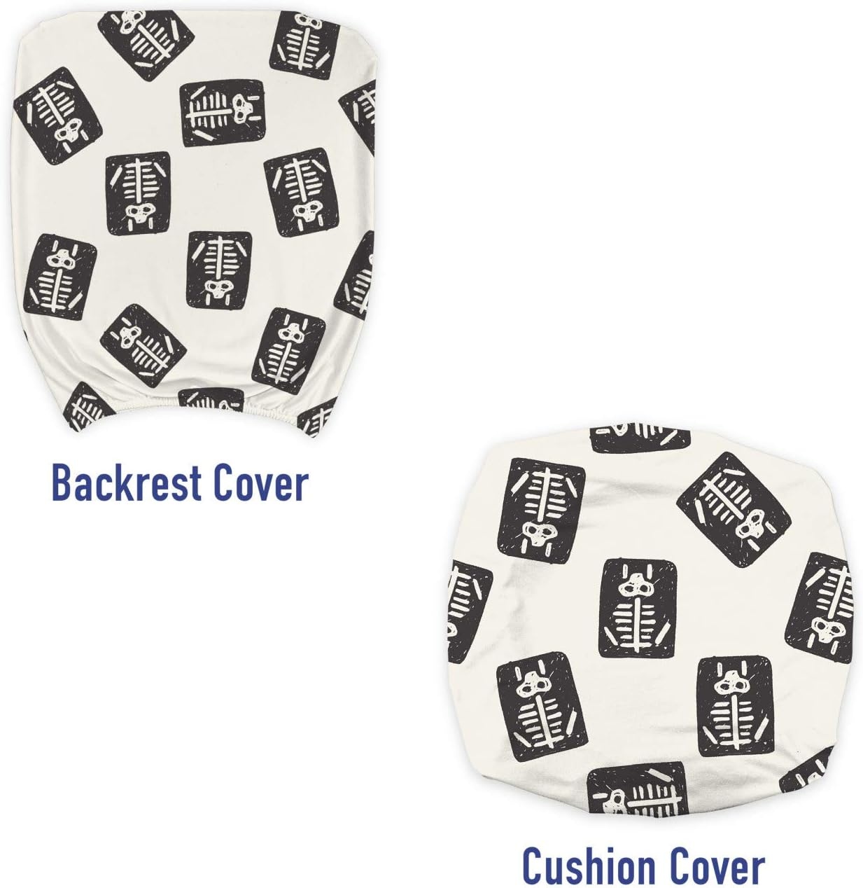 image:imageAmbesonne Cartoon Office Chair Slipcover Xray Part of an Abstract Skeleton Image in Repetitive Grunge Pattern Protective Stretch Decorative Fabric Cover Standard Size Ivory CharcoalIvory Charcoal