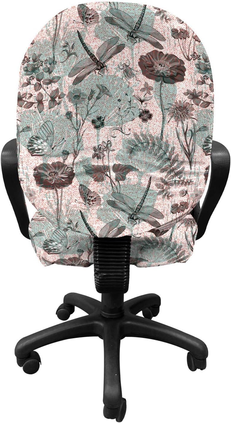image:imageAmbesonne Cartoon Office Chair Slipcover Xray Part of an Abstract Skeleton Image in Repetitive Grunge Pattern Protective Stretch Decorative Fabric Cover Standard Size Ivory CharcoalTeal Brown