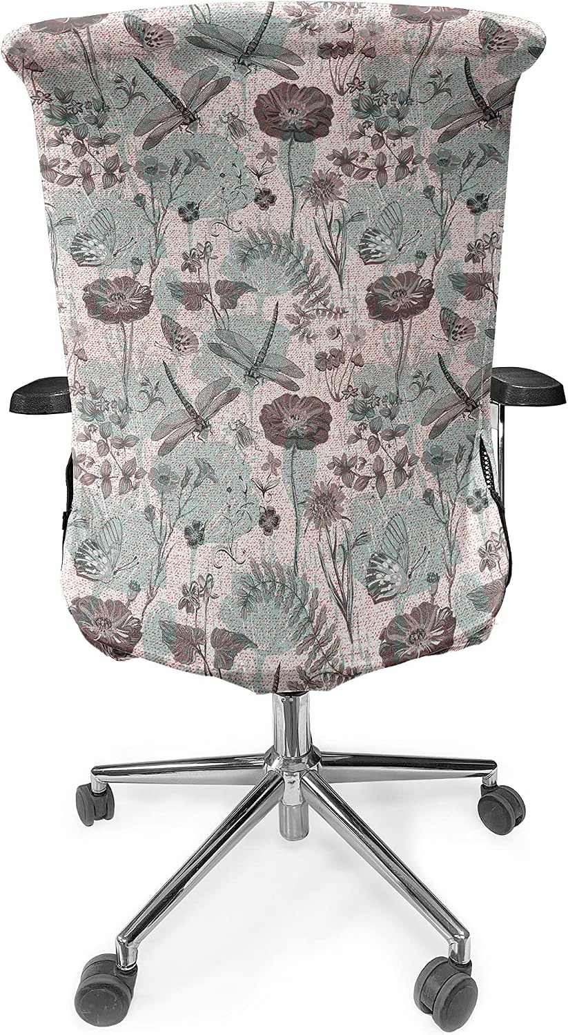 image:imageAmbesonne Cartoon Office Chair Slipcover Xray Part of an Abstract Skeleton Image in Repetitive Grunge Pattern Protective Stretch Decorative Fabric Cover Standard Size Ivory CharcoalTeal Brown