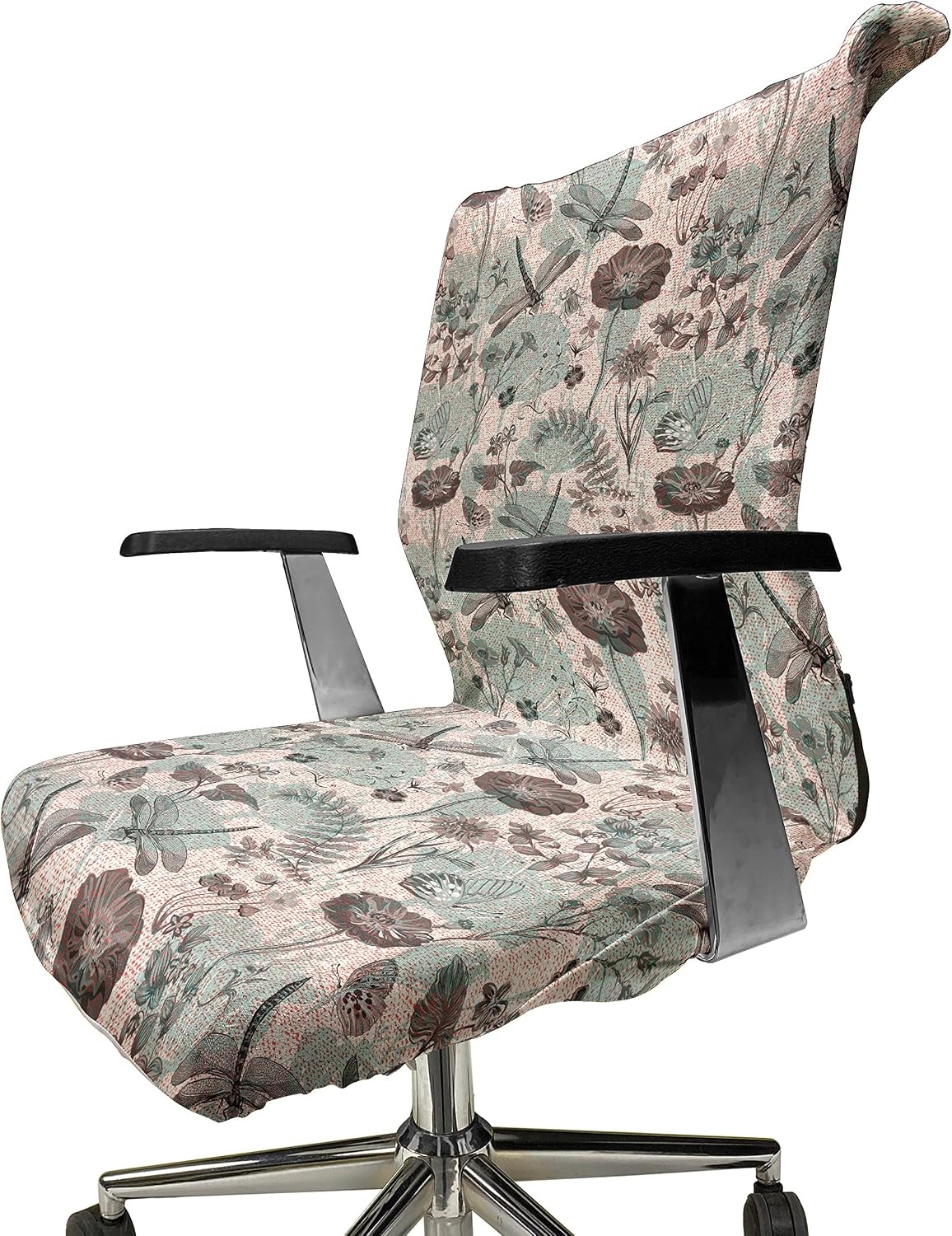 image:imageAmbesonne Cartoon Office Chair Slipcover Xray Part of an Abstract Skeleton Image in Repetitive Grunge Pattern Protective Stretch Decorative Fabric Cover Standard Size Ivory CharcoalTeal Brown