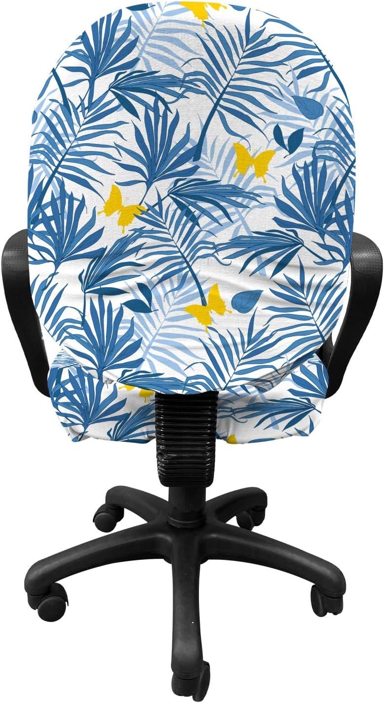 image:imageAmbesonne Cartoon Office Chair Slipcover Xray Part of an Abstract Skeleton Image in Repetitive Grunge Pattern Protective Stretch Decorative Fabric Cover Standard Size Ivory CharcoalBlue Azure
