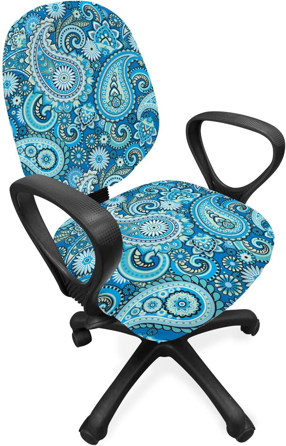 image:imageAmbesonne Cartoon Office Chair Slipcover Xray Part of an Abstract Skeleton Image in Repetitive Grunge Pattern Protective Stretch Decorative Fabric Cover Standard Size Ivory CharcoalBlue Green