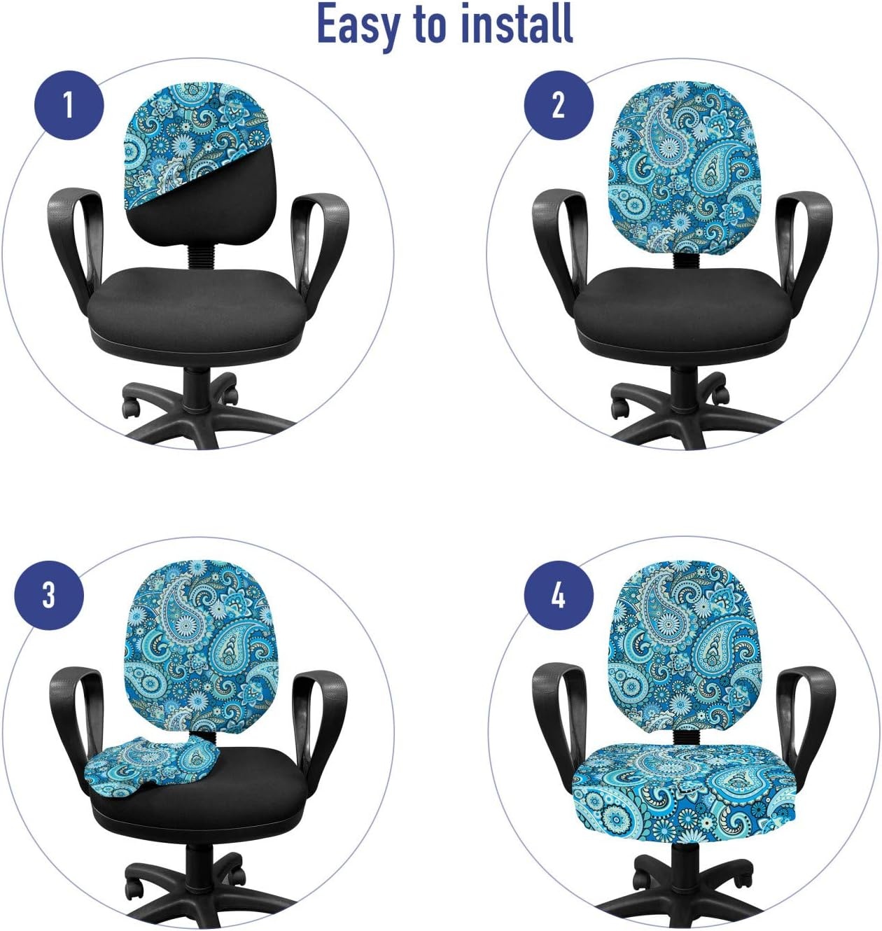 image:imageAmbesonne Cartoon Office Chair Slipcover Xray Part of an Abstract Skeleton Image in Repetitive Grunge Pattern Protective Stretch Decorative Fabric Cover Standard Size Ivory CharcoalBlue Green
