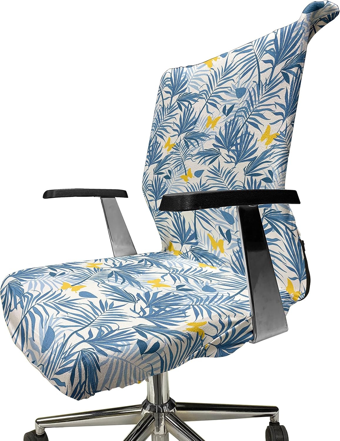 image:imageAmbesonne Cartoon Office Chair Slipcover Xray Part of an Abstract Skeleton Image in Repetitive Grunge Pattern Protective Stretch Decorative Fabric Cover Standard Size Ivory CharcoalBlue Azure