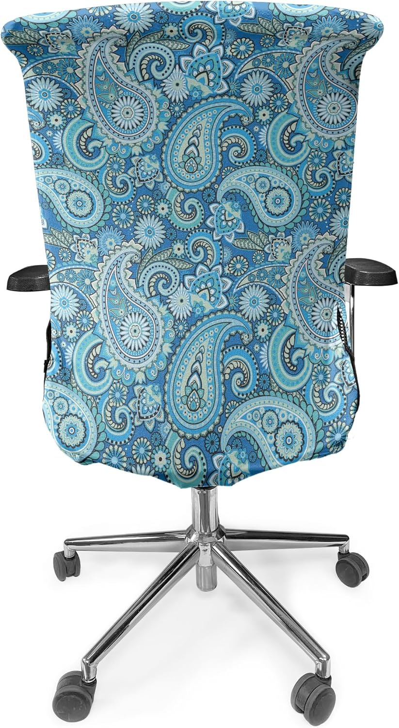 image:imageAmbesonne Cartoon Office Chair Slipcover Xray Part of an Abstract Skeleton Image in Repetitive Grunge Pattern Protective Stretch Decorative Fabric Cover Standard Size Ivory CharcoalBlue Green