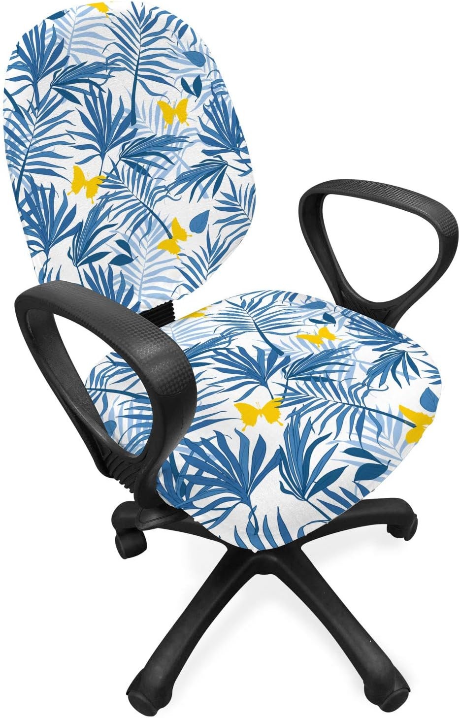 image:imageAmbesonne Cartoon Office Chair Slipcover Xray Part of an Abstract Skeleton Image in Repetitive Grunge Pattern Protective Stretch Decorative Fabric Cover Standard Size Ivory CharcoalBlue Azure