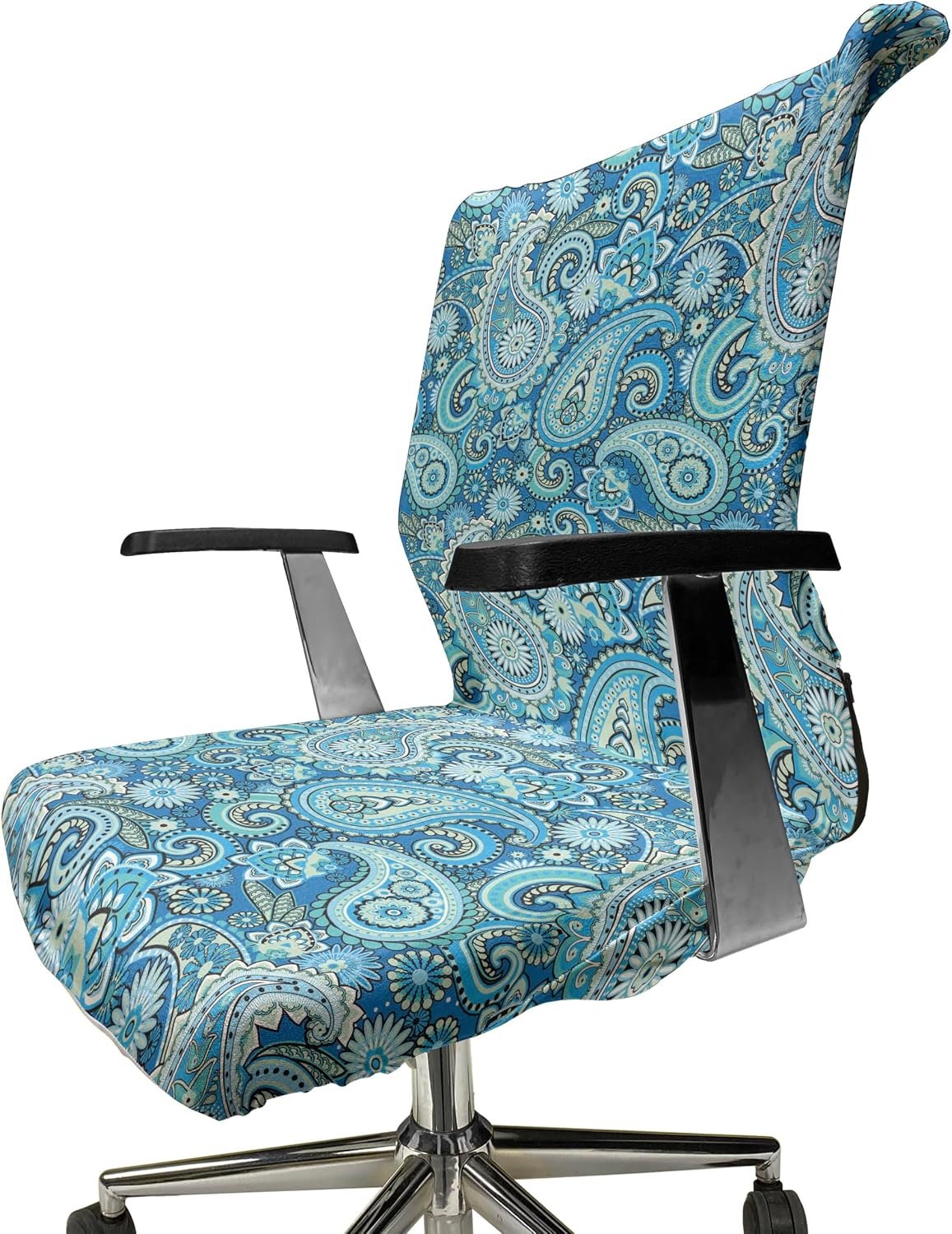 image:imageAmbesonne Cartoon Office Chair Slipcover Xray Part of an Abstract Skeleton Image in Repetitive Grunge Pattern Protective Stretch Decorative Fabric Cover Standard Size Ivory CharcoalBlue Green