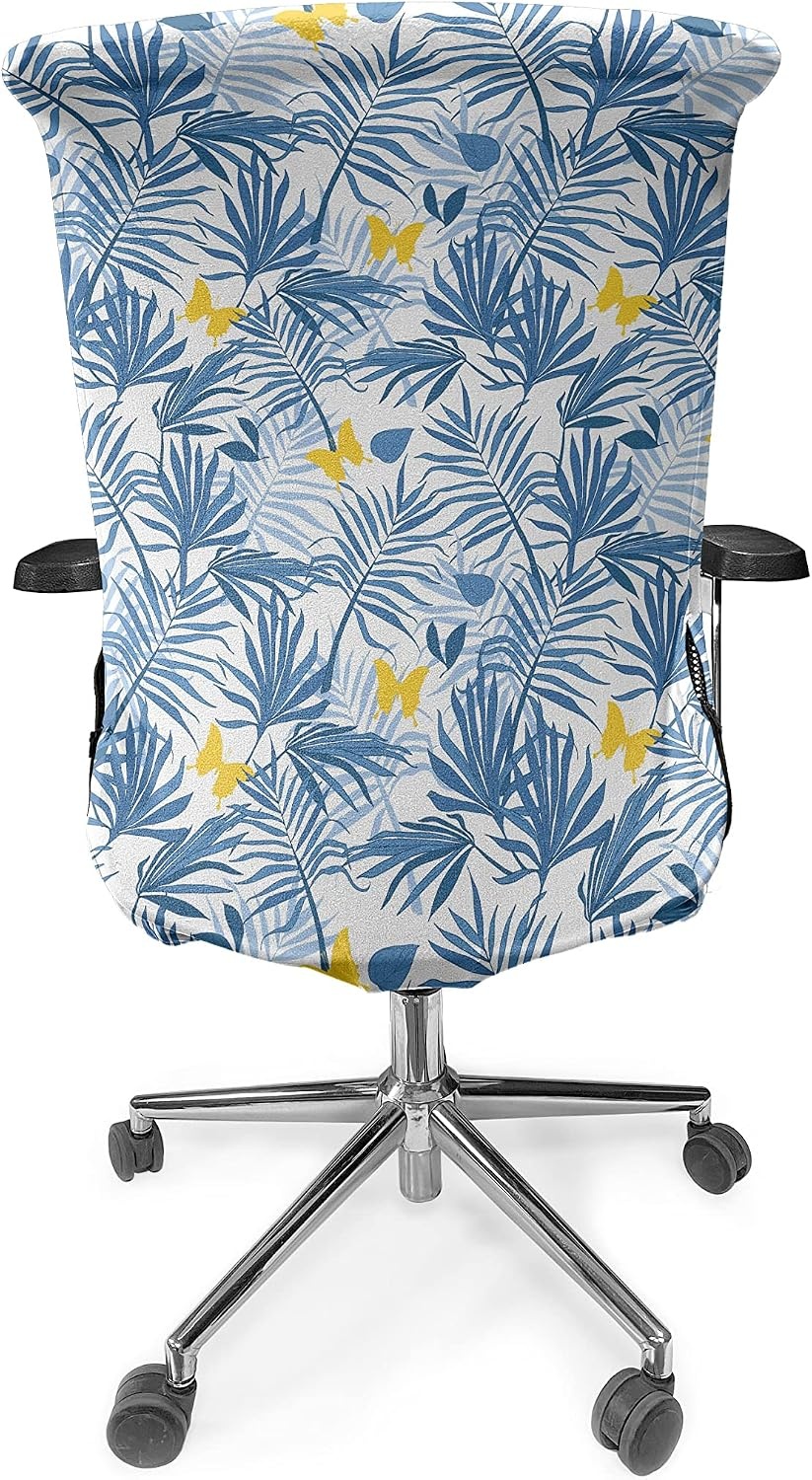 image:imageAmbesonne Cartoon Office Chair Slipcover Xray Part of an Abstract Skeleton Image in Repetitive Grunge Pattern Protective Stretch Decorative Fabric Cover Standard Size Ivory CharcoalBlue Azure