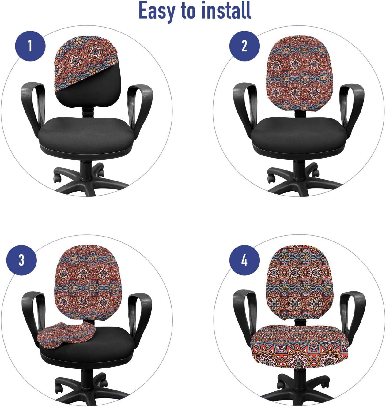 image:imageAmbesonne Cartoon Office Chair Slipcover Xray Part of an Abstract Skeleton Image in Repetitive Grunge Pattern Protective Stretch Decorative Fabric Cover Standard Size Ivory CharcoalTurquoise Orange