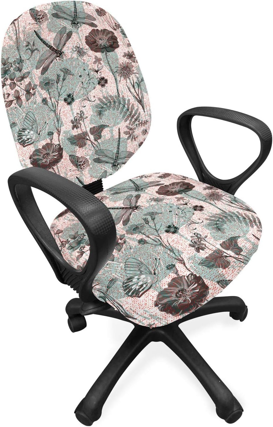 image:imageAmbesonne Cartoon Office Chair Slipcover Xray Part of an Abstract Skeleton Image in Repetitive Grunge Pattern Protective Stretch Decorative Fabric Cover Standard Size Ivory CharcoalTeal Brown