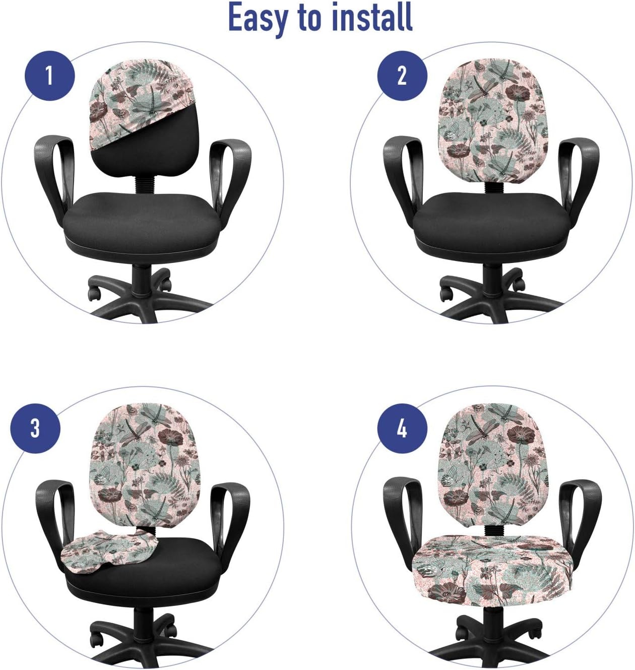 image:imageAmbesonne Cartoon Office Chair Slipcover Xray Part of an Abstract Skeleton Image in Repetitive Grunge Pattern Protective Stretch Decorative Fabric Cover Standard Size Ivory CharcoalTeal Brown