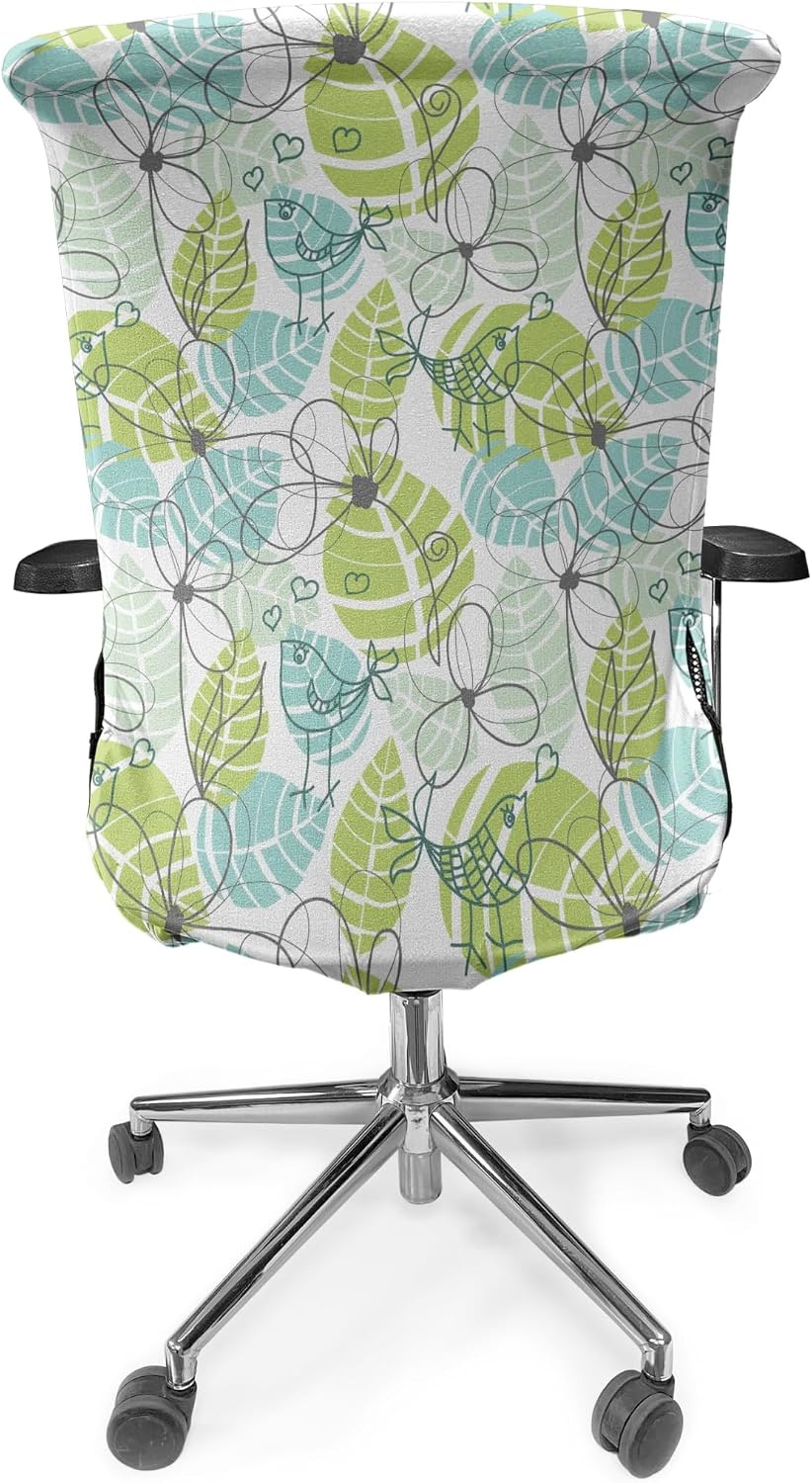image:imageAmbesonne Cartoon Office Chair Slipcover Xray Part of an Abstract Skeleton Image in Repetitive Grunge Pattern Protective Stretch Decorative Fabric Cover Standard Size Ivory CharcoalCharcoal Dimgrey