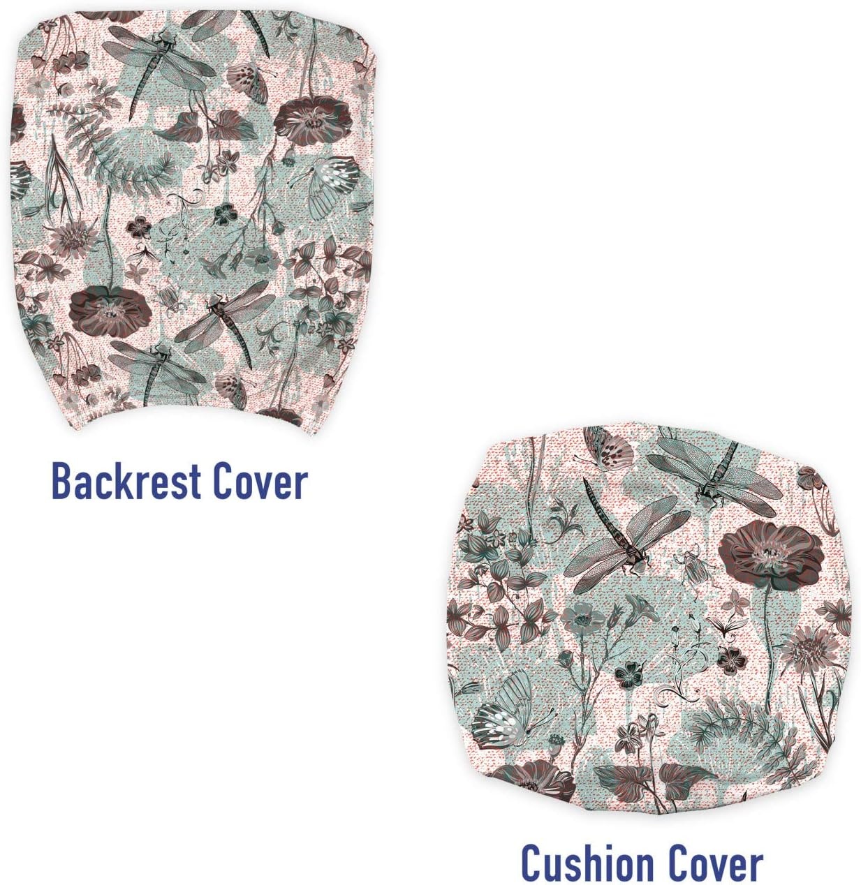 image:imageAmbesonne Cartoon Office Chair Slipcover Xray Part of an Abstract Skeleton Image in Repetitive Grunge Pattern Protective Stretch Decorative Fabric Cover Standard Size Ivory CharcoalTeal Brown
