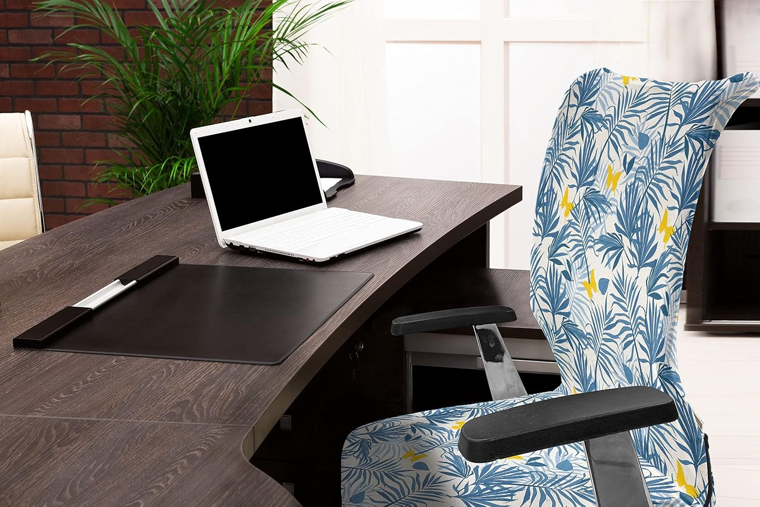 image:imageAmbesonne Cartoon Office Chair Slipcover Xray Part of an Abstract Skeleton Image in Repetitive Grunge Pattern Protective Stretch Decorative Fabric Cover Standard Size Ivory CharcoalBlue Azure